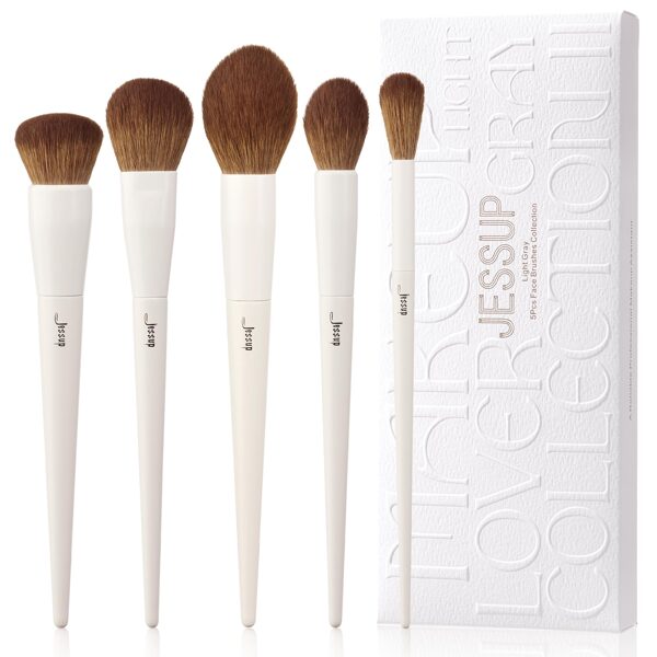 Luxury Light Gray Comprehensive Eye and Face Brush Set T493