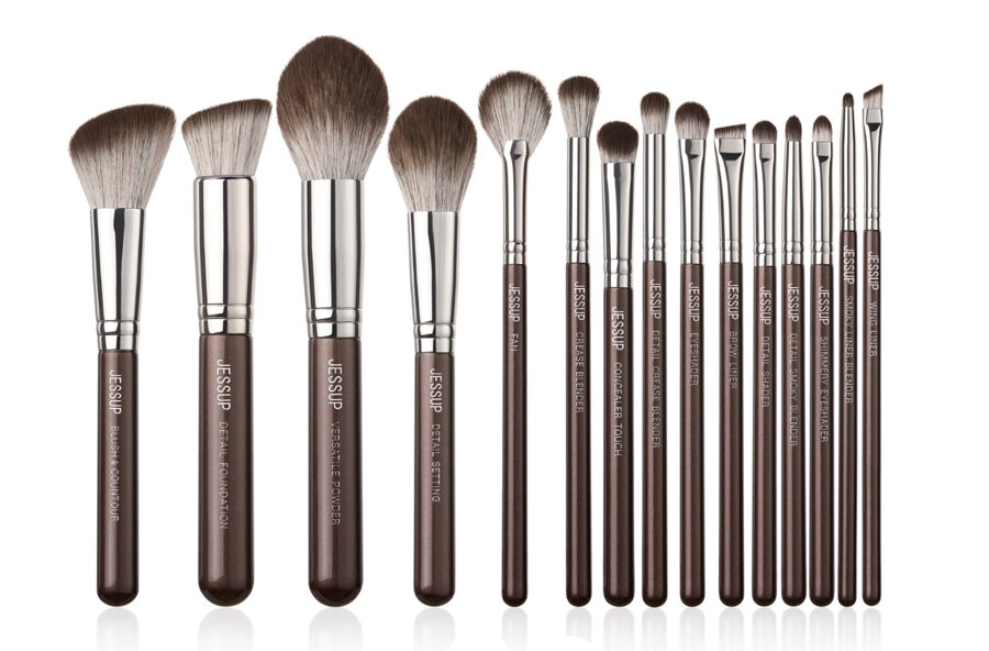 Brown Makeup Brushes Set Professional Premium Synthetic 15pcs T498