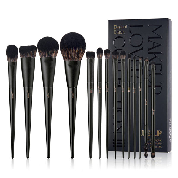 Jessup Makeup Brushes Set 14Pcs Black Kabuki T336