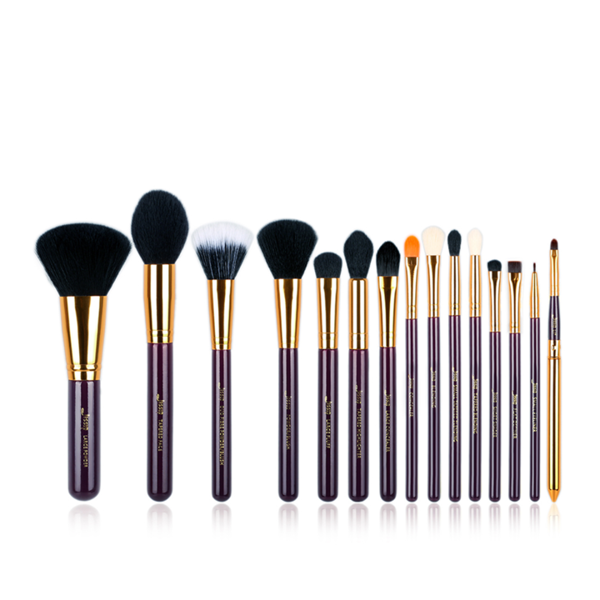 Essential Makeup Brush Set Purple 15 Pcs T095